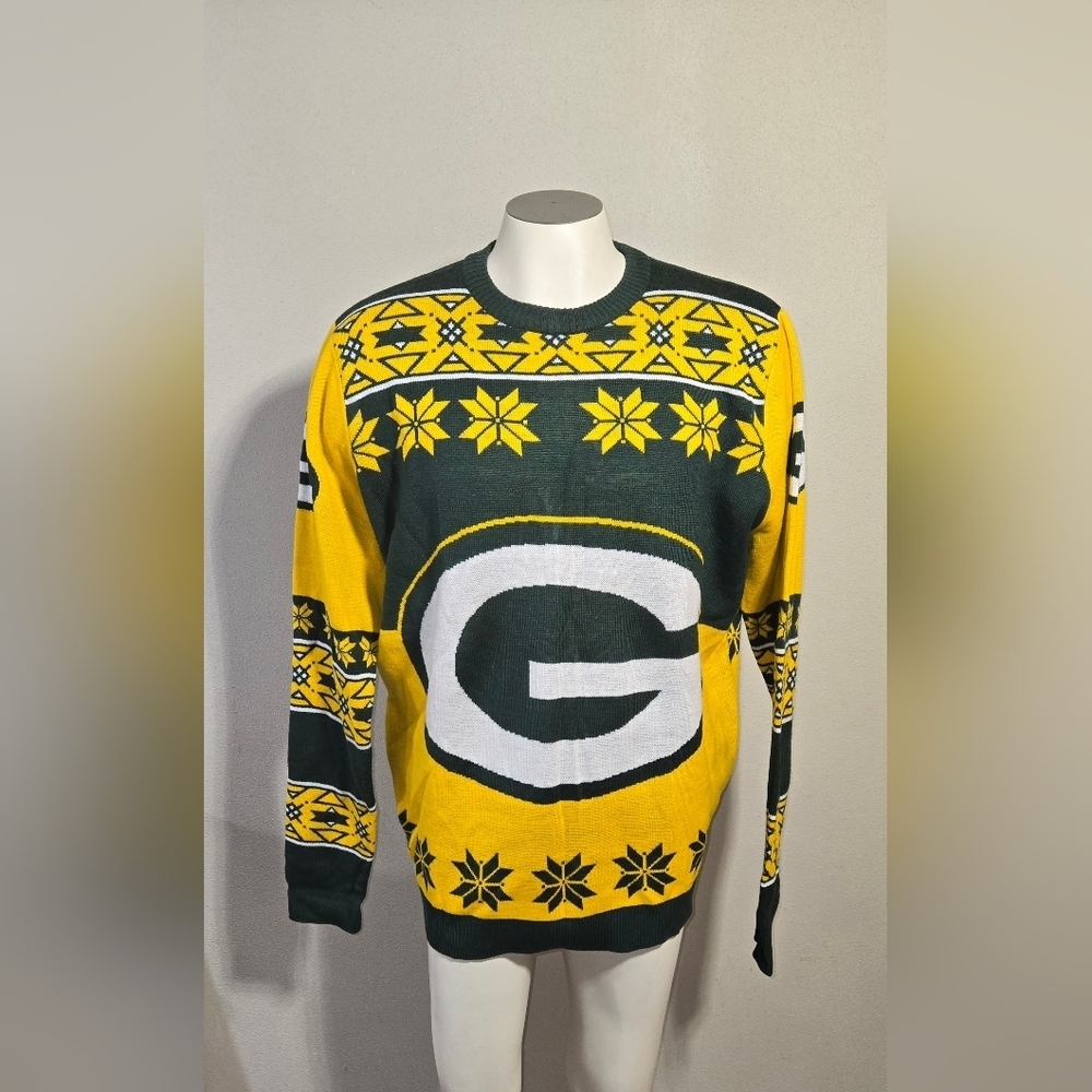 NFL Green Bay Packers Green and Yellow Crewneck Sweater